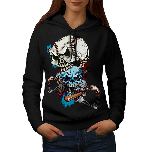 Skull Play Baseball Womens Hoodie
