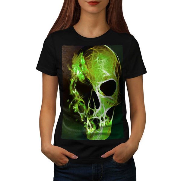 Skull Head Flame Art Womens T-Shirt