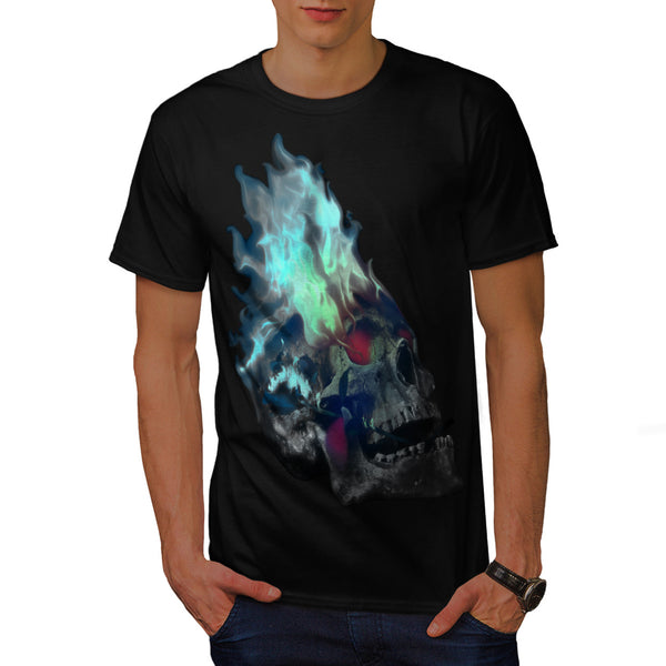 Skull Rose Flame Art Mens T-Shirt