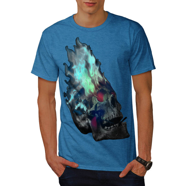 Skull Rose Flame Art Mens T-Shirt