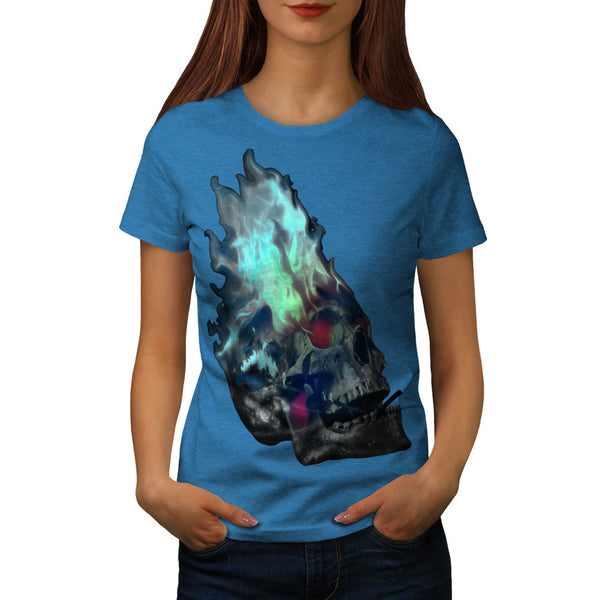 Skull Rose Flame Art Womens T-Shirt