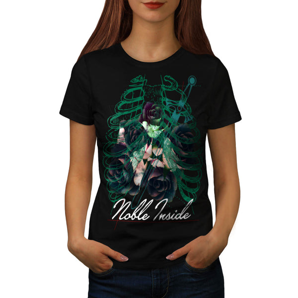 Skull Body Rose Art Womens T-Shirt