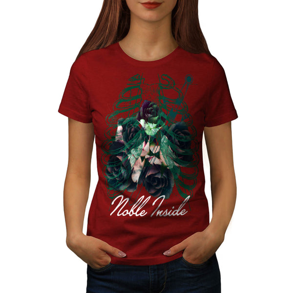 Skull Body Rose Art Womens T-Shirt