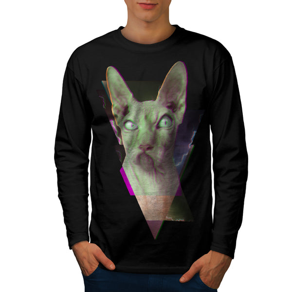 Psychedelic Kitten Mens Long Sleeve T-Shirt