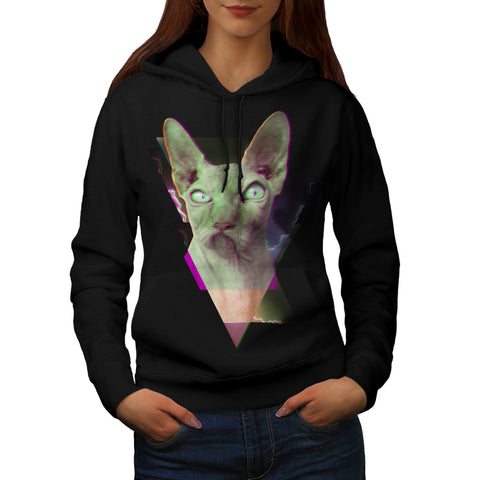 Psychedelic Kitten Womens Hoodie