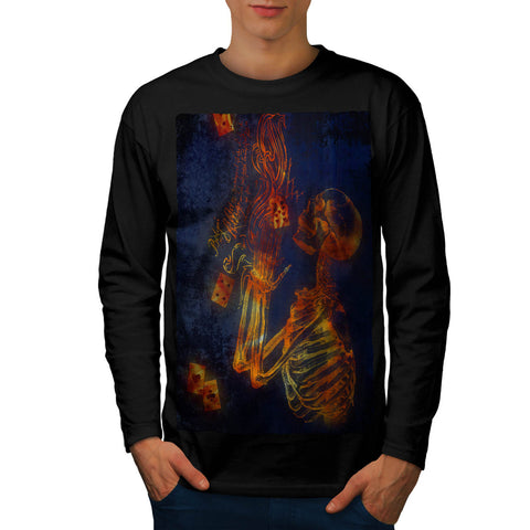 Casino Skeleton Mens Long Sleeve T-Shirt