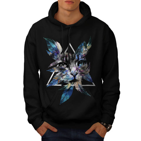 Wild Cat Scary Look Mens Hoodie