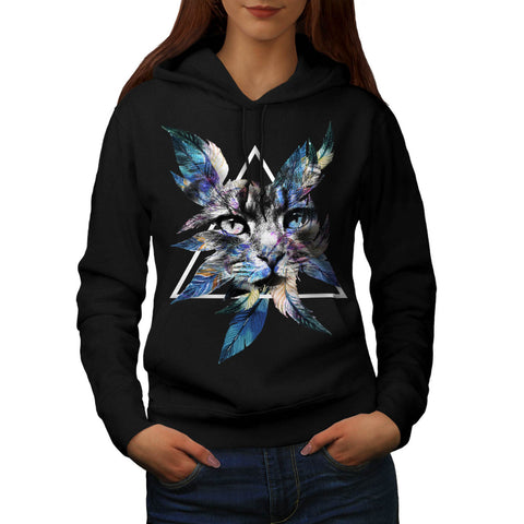 Wild Cat Scary Look Womens Hoodie