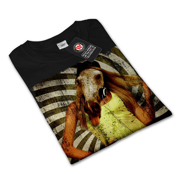 Horse With Headphone Womens Long Sleeve T-Shirt