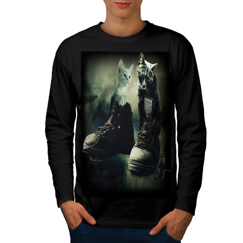 Cute Kitten In Boot Mens Long Sleeve T-Shirt