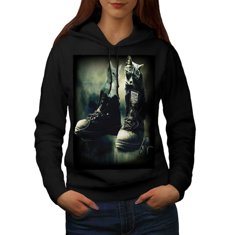 Cute Kitten In Boot Womens Hoodie