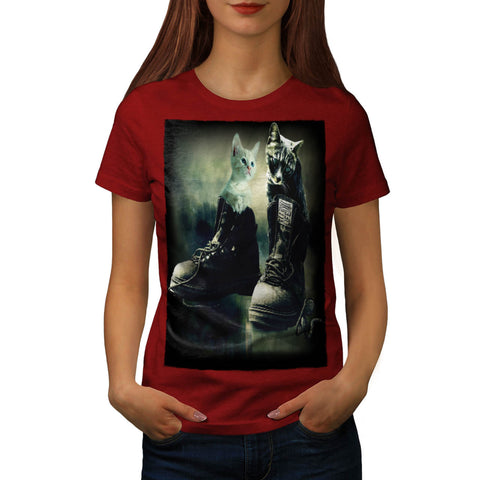 Cute Kitten In Boot Womens T-Shirt