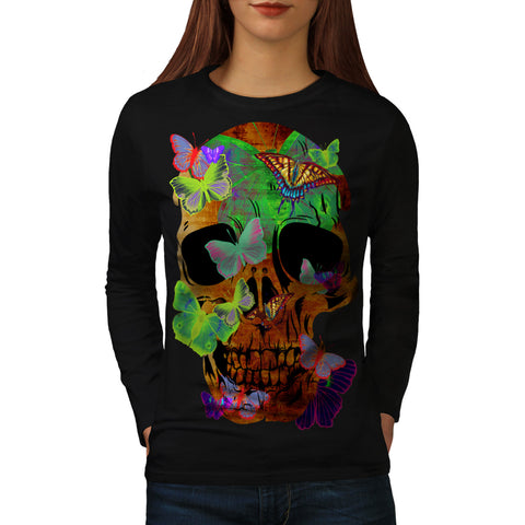Skull Head Sugar Art Womens Long Sleeve T-Shirt