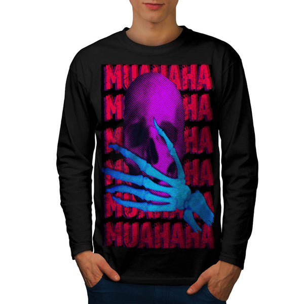 Skull Head Glow Art Mens Long Sleeve T-Shirt
