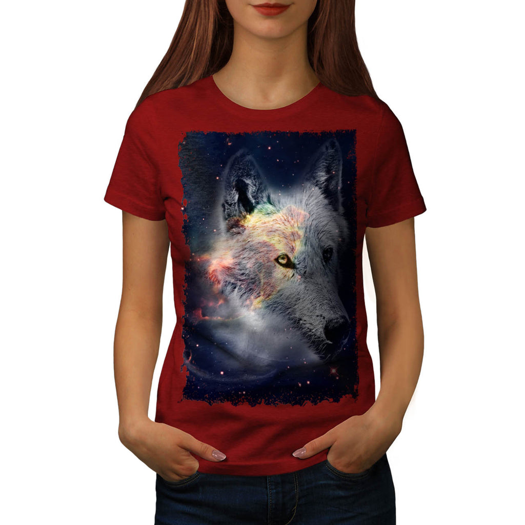 Outer Space Wolf Womens T-Shirt