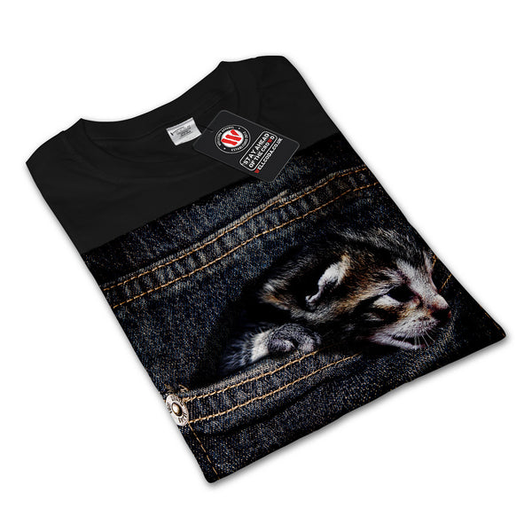 Cute Pocket Kitten Mens Long Sleeve T-Shirt