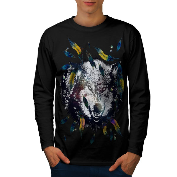 Angry Tribal Wolf Mens Long Sleeve T-Shirt