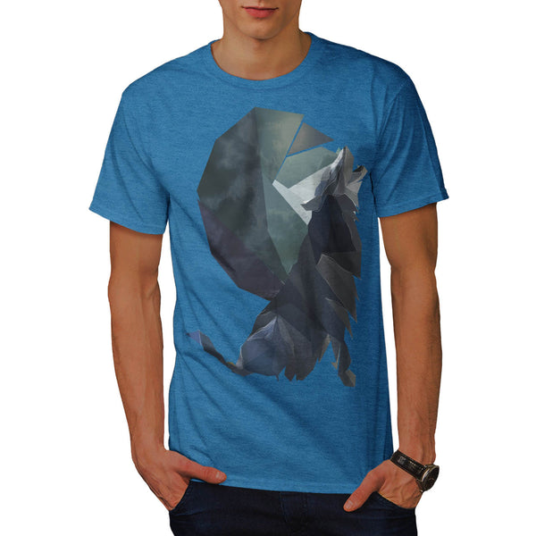 Wolf Howling Night Mens T-Shirt