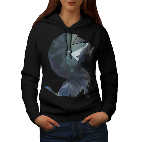 Wolf Howling Night Womens Hoodie