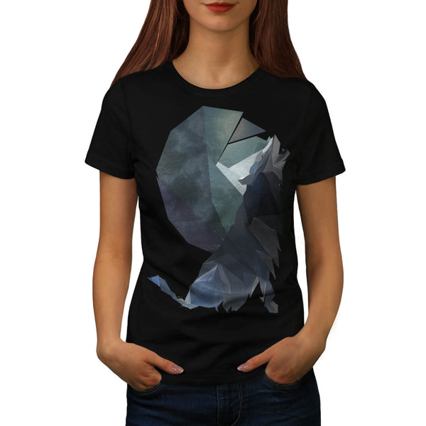Wolf Howling Night Womens T-Shirt