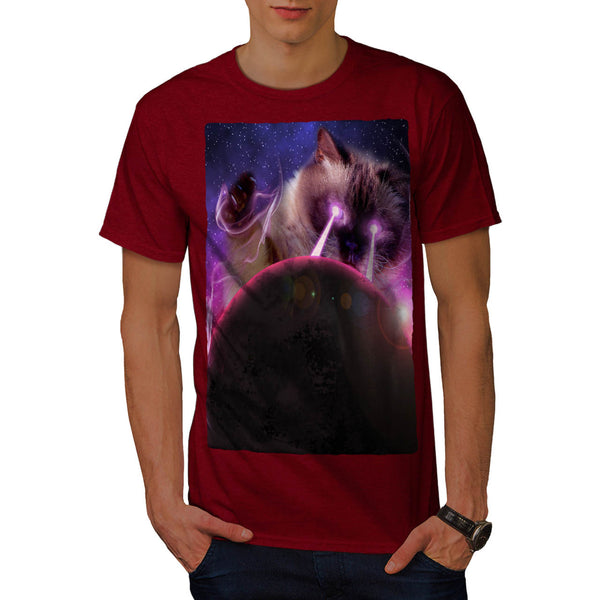 Space Cat Laser Eye Mens T-Shirt