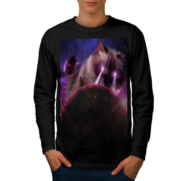 Space Cat Laser Eye Mens Long Sleeve T-Shirt