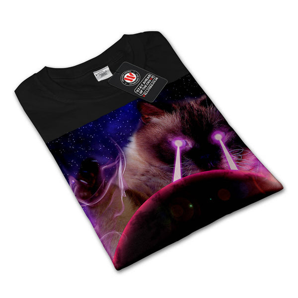 Space Cat Laser Eye Mens Long Sleeve T-Shirt