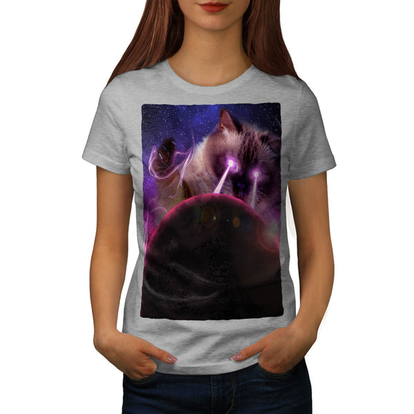 Space Cat Laser Eye Womens T-Shirt