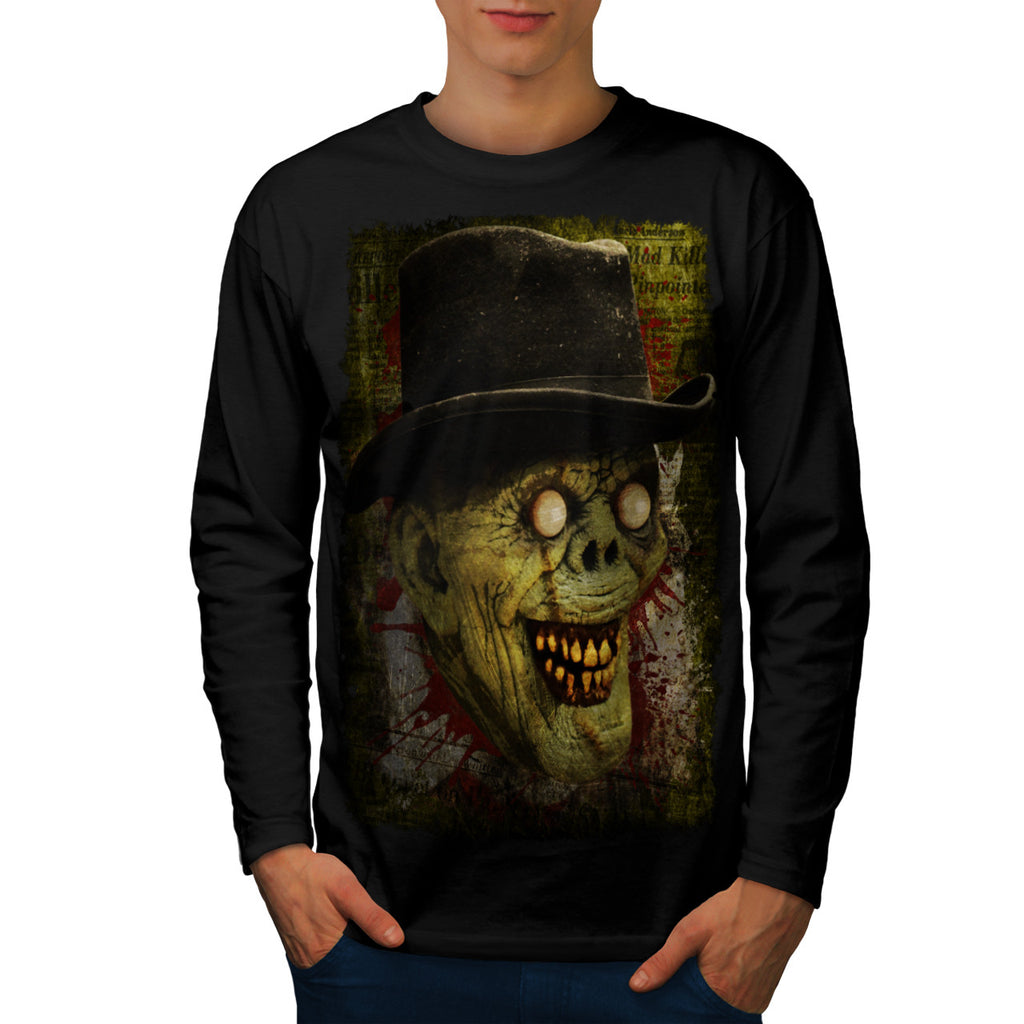 Happy Smile Zombie Mens Long Sleeve T-Shirt
