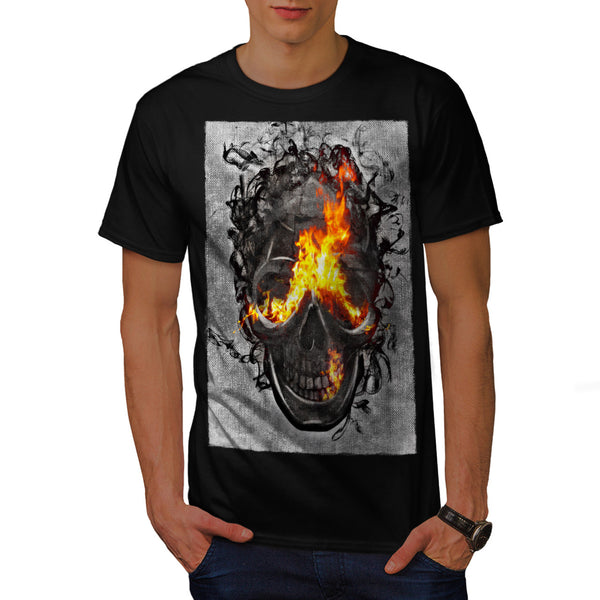 Skull Head Flame Art Mens T-Shirt