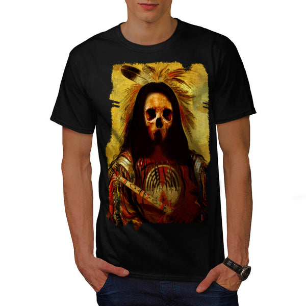 Skull Indian Warrior Mens T-Shirt