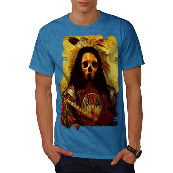 Skull Indian Warrior Mens T-Shirt