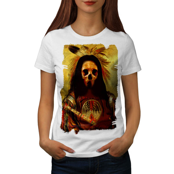Skull Indian Warrior Womens T-Shirt