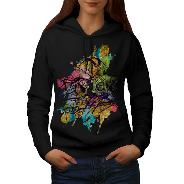 Skeleton Music Head Womens Hoodie