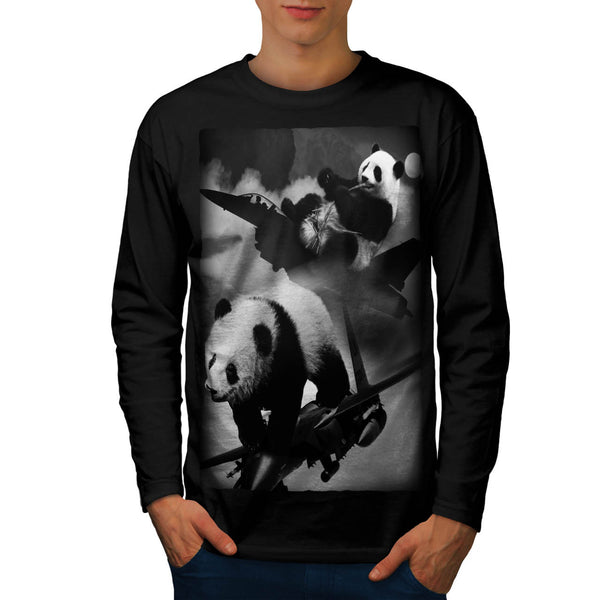 Panda Having Fun Mens Long Sleeve T-Shirt