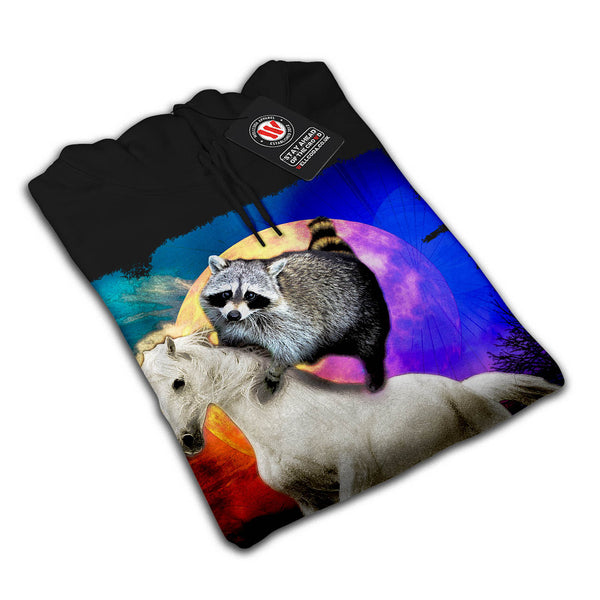 Racoon Horse Fun Womens Hoodie