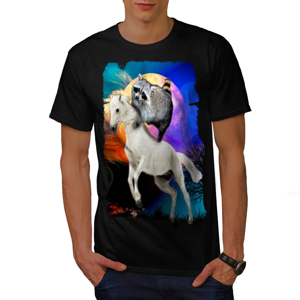 Racoon Horse Fun Mens T-Shirt