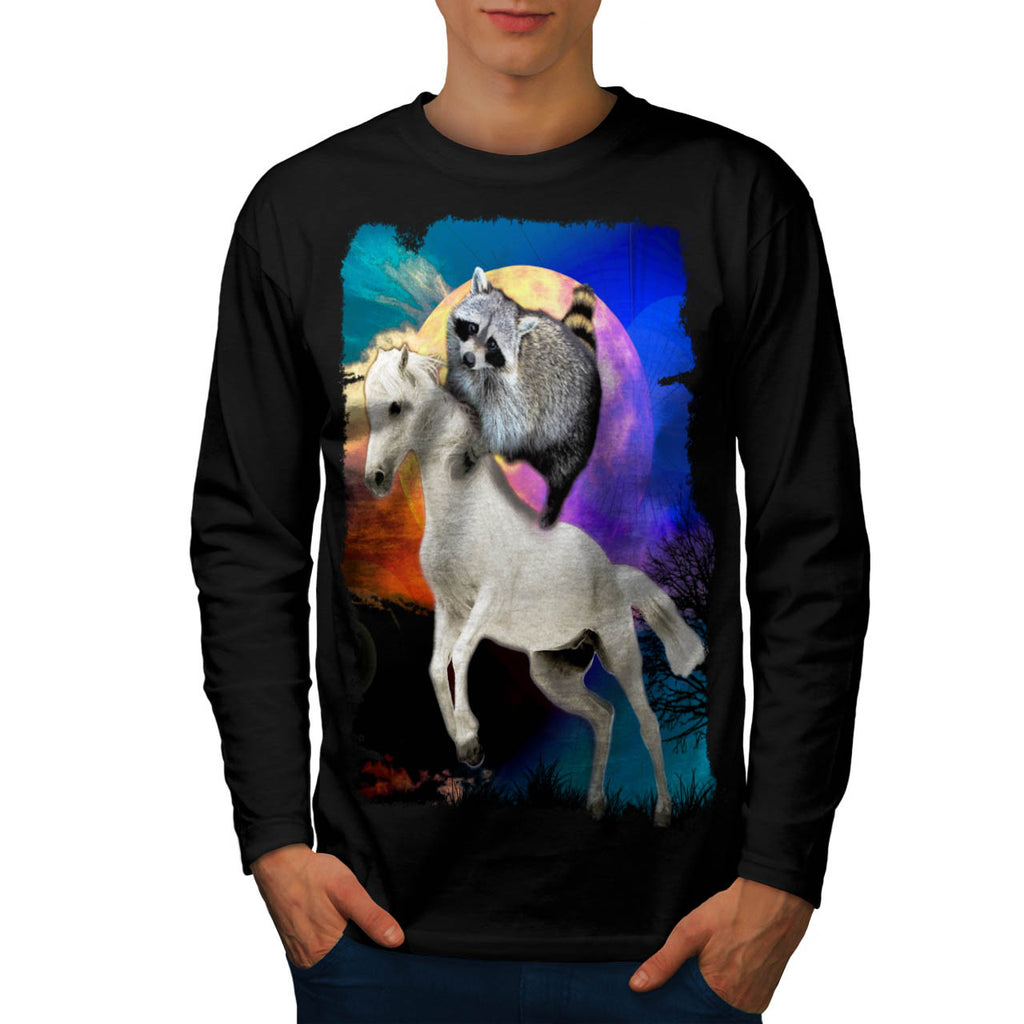 Racoon Horse Fun Mens Long Sleeve T-Shirt