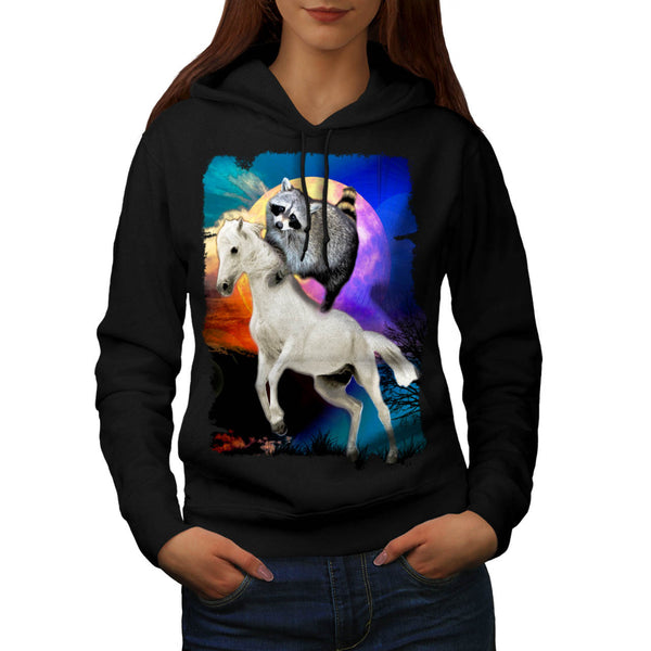 Racoon Horse Fun Womens Hoodie