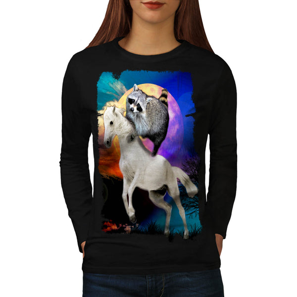 Racoon Horse Fun Womens Long Sleeve T-Shirt