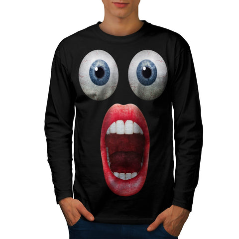 Amazed Face Funny Mens Long Sleeve T-Shirt