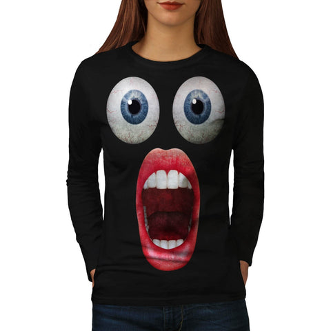 Amazed Face Funny Womens Long Sleeve T-Shirt