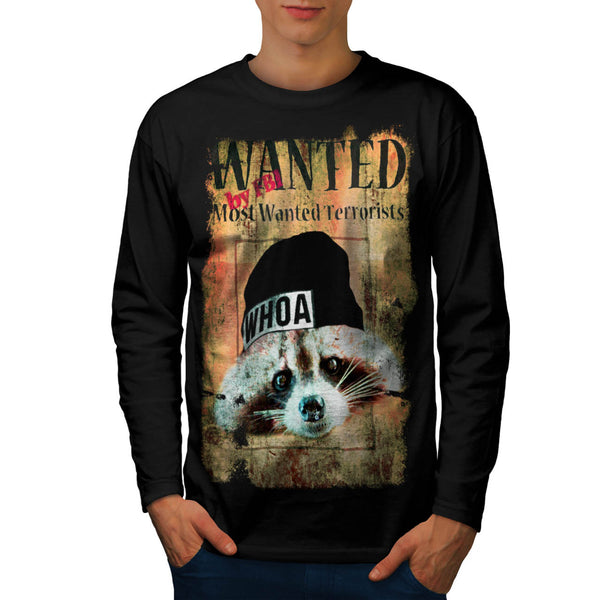 Most Wanted Racoon Mens Long Sleeve T-Shirt