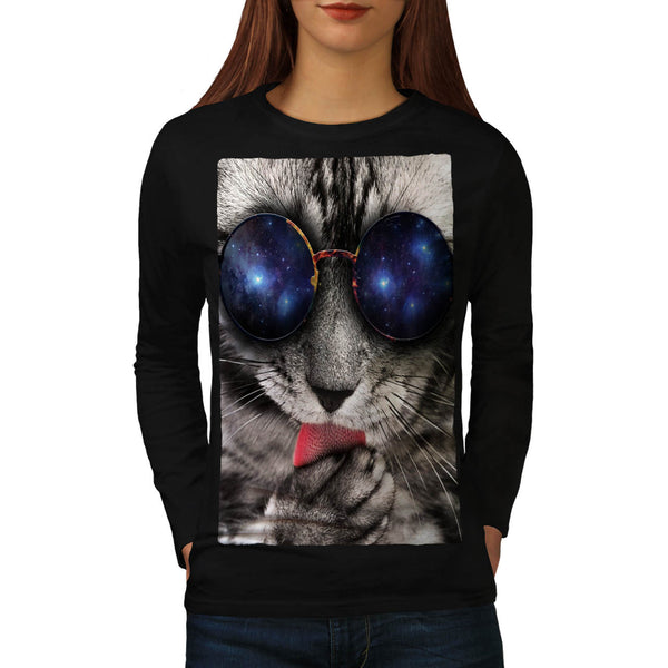 Cool Cat Sunglasses Womens Long Sleeve T-Shirt