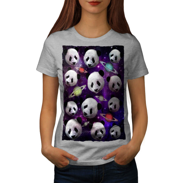 3D Panda Cool Space Womens T-Shirt