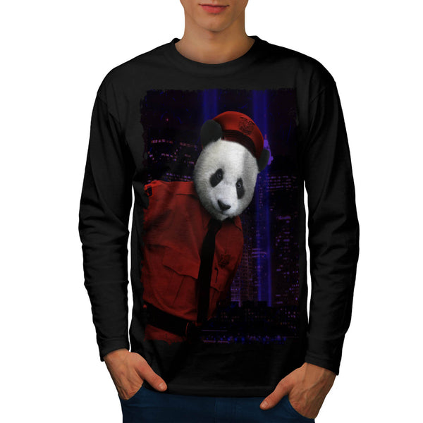 Panda Police Officer Mens Long Sleeve T-Shirt