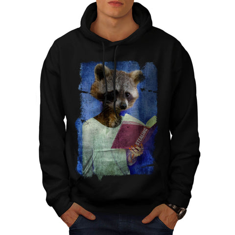 Lady Racoon Book Mens Hoodie