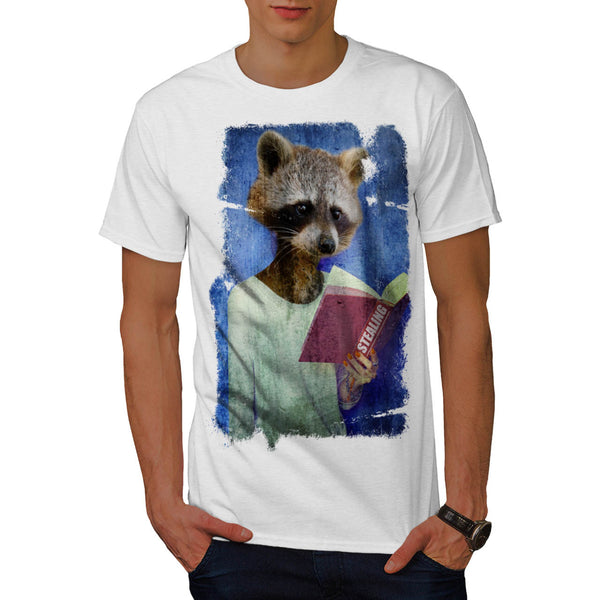 Lady Racoon Book Mens T-Shirt