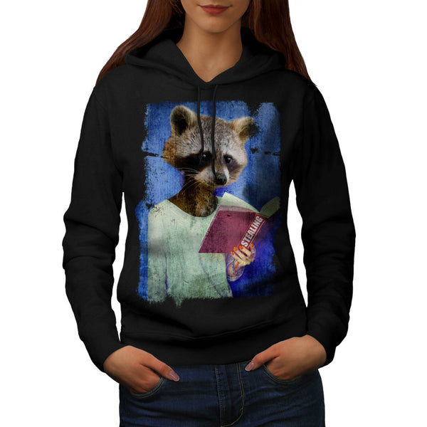 Lady Racoon Book Womens Hoodie