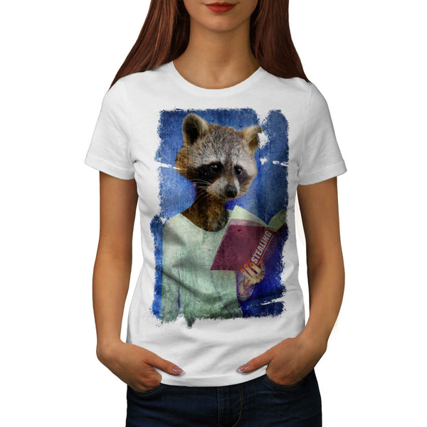 Lady Racoon Book Womens T-Shirt